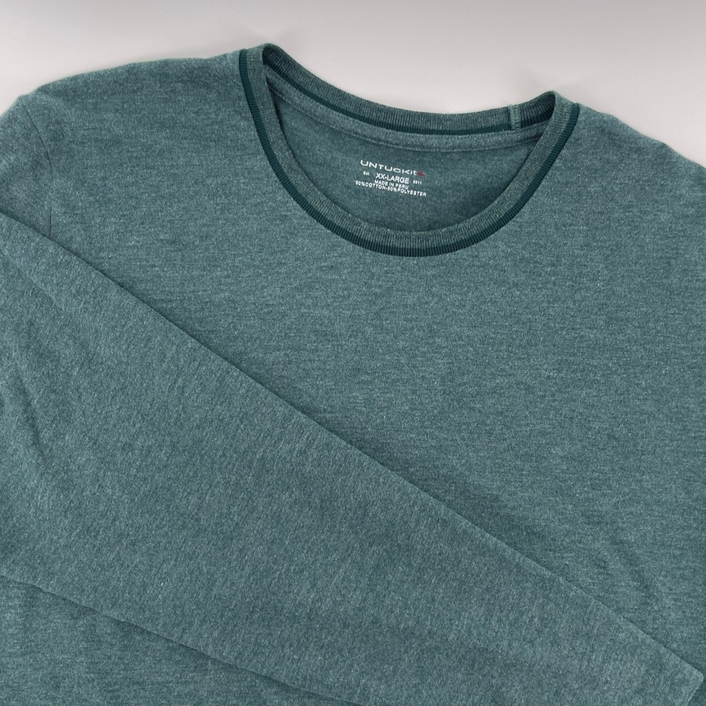 UNTUCKit Mens XX-Large Green Long Sleeve Soft Crew Neck‎ T-Shirt Casual